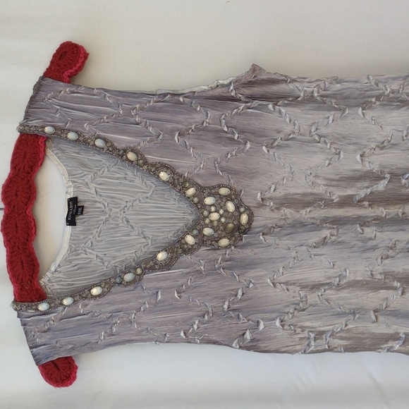 Komarov Ombre Charmeuse Dress & Chiffon Jacket Oyster Smoke PXL - Picture 5 of 16